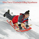 54 Inch Wood Snow Sled with Metal Runners and Steering Bar