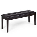 Upholstered Dining Room PU Bench Solid Wood Button Tufted