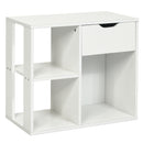 3-Cube Bookcase 2-tier Wooden Storage Shelf with Pull-out Drawer-Brown