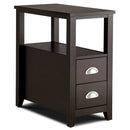 End Table Wooden with 2 Drawers and Shelf Bedside Table