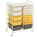 15-Drawer Utility Rolling Cart with Drawers Multi-Use Storage-Icecream Multicolor