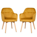 Set of 2 Mid-Back Accent Leisure Armchairs-Yellow