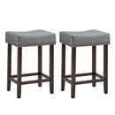 Set of 2 Nailhead Saddle Bar Stools 24 Inch Height