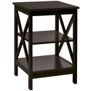 3-Tier Nightstand End Table with X Design Storage