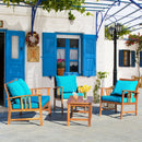 4-Piece Acacia Wood Patio Conversation Set with Cushions