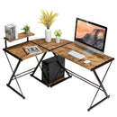L-Shaped Desk Reversible Corner Computer Desk with Movable Shelf and CPU Stand