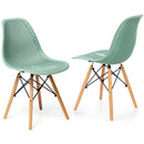 2 Pcs Modern Plastic Hollow Chair Set with Wood Leg