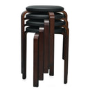 Set of 4 Bentwood Round Stool Stackable Dining Chairs with Padded Seat