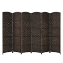 6.5Ft 6-Panel Weave Folding Fiber Room Divider Screen