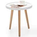 Mid Century Modern Round Side Sofa Coffee Table with Wooden Tray