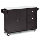 Kitchen Island 2-Door Storage Cabinet with Drawers and Stainless Steel Top