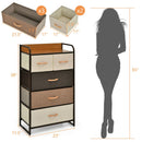 4-Tier Organizer Tower Steel Frame Wooden Top Storage with 5-Drawer Dresser