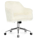 Modern Fluffy Faux Fur Vanity Office Chair for Teens Girls-Beige