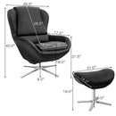 360¬∞ Swivel Leather Lounge Chair with Ottoman and Aluminum Alloy Base
