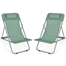 Portable Beach Chair Set of 2 with Headrest