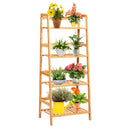 4-Tier Bamboo Plant Rack with Guardrails Stable and Space-Saving