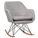 Upholstered Rocking Arm Chair with Solid Steel Wood Leg-Gray
