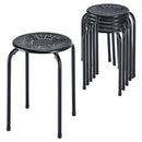 6-Pack Stackable Multifunctional Daisy Design Backless Round Metal Stool Set