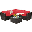 6 Pieces Patio Furniture Sofa Set with Cushions for Outdoor