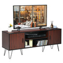 Retro Modern TV Stand with 6 Metal Legs for TVs up to 65 Inch with 2 Cable Holes
