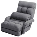 Folding Lazy Floor Chair Sofa with Armrests and Pillow