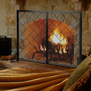 2-Panel Fireplace Screen Folding Metal Fire Place Safety Fence with Magnetic Doors