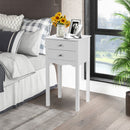 Side Table End Accent Table with 2 Drawers-White