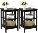 2 Pieces 3-Tier Nightstand with Reinforced Bars and Stable Structure