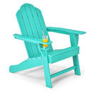 Outdoor Adirondack Chair with Built-in Cup Holder for Backyard Porch