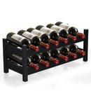 2-Tier 12 Bottles Bamboo Storage Shelf Wine Rack