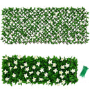 4 Pieces Expandable Faux Ivy Privacy Screen Fence Panel Pack with Flower