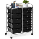 15-Drawer Utility Rolling Cart with Drawers Multi-Use Storage-Icecream Multicolor