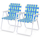 2 Pieces Folding Beach Chair Camping Lawn Webbing Chair