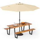 Outdoor Dining Table Set for 6 with 10 Feet Umbrella and Base