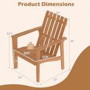 Acacia Wood Patio Dining Chair with Curved Seat & Armrests