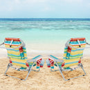 1 Piece Foldable Backpack Beach Chair with Cup Holder and Storage Pockets for Outdoor