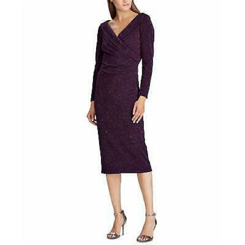lauren ralph lauren metallic sheath dress Lauren Ralph Lauren Metallic Knit Surplice Cocktail Dress