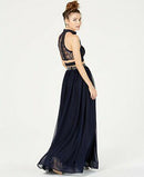 Sequin Hearts Juniors 2-Pc. Glitter Crochet Gown