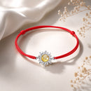 925 Sterling Silver Adjustable Length Bracelet with CZ and Glass Pendant for Women