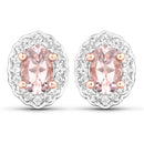 1.98 Carat Genuine Morganite and White Topaz .925 Sterling Silver 3 Piece Jewelry Set (Ring, Earrings, and Pendant w/ Chain)