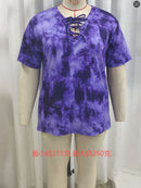 Plus-size Womens Tie-dye Print Short-sleeve T-shirt