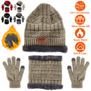 Winter Knitted Hat Scarf Gloves 3Pcs Winter Warm Beanie and Touch Screen Gloves Scarf Set Knit Beanie Skull Cap Neck Warmer Mittens for Men Women