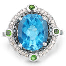 5.84 Carat Genuine Multi Stones .925 Sterling Silver Ring
