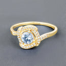 0.46 Carat Genuine Aquamarine and White Diamond 14K Yellow Gold Ring