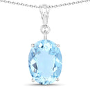 11.25 Carat Genuine Swiss Blue Topaz .925 Sterling Silver Pendant