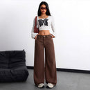 Floor-length Flared Straight-leg Denim Jeans For Women