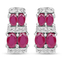 3.20 Carat Glass Filled Ruby .925 Sterling Silver Earrings