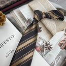 Retro Coffee Color Orange Red Striped Tie Hand Hit 8CM Men