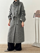 Womens Knee-length Oversized Double-faced Wool Coat