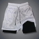 Mens Double-Layer Breathable Casual Shorts With A False Two-Piece Design